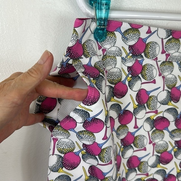IZOD Golf Skort Women's 16 White Pink Golf Ball Tee Print Pockets Side Zip - Picture 8 of 14